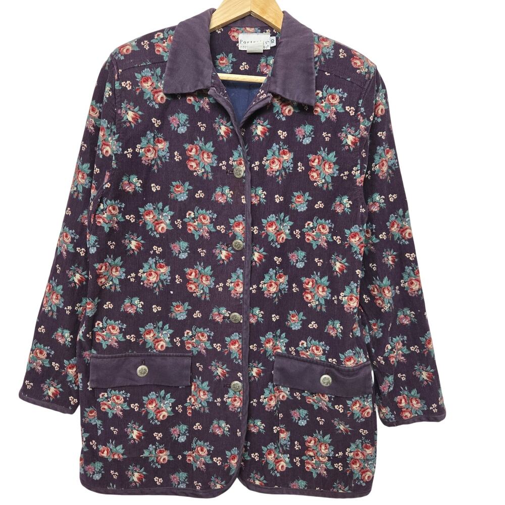 Portraits by Northern Isles Womens Vtg 90s Cottage Floral Corduroy Chore Coat 10